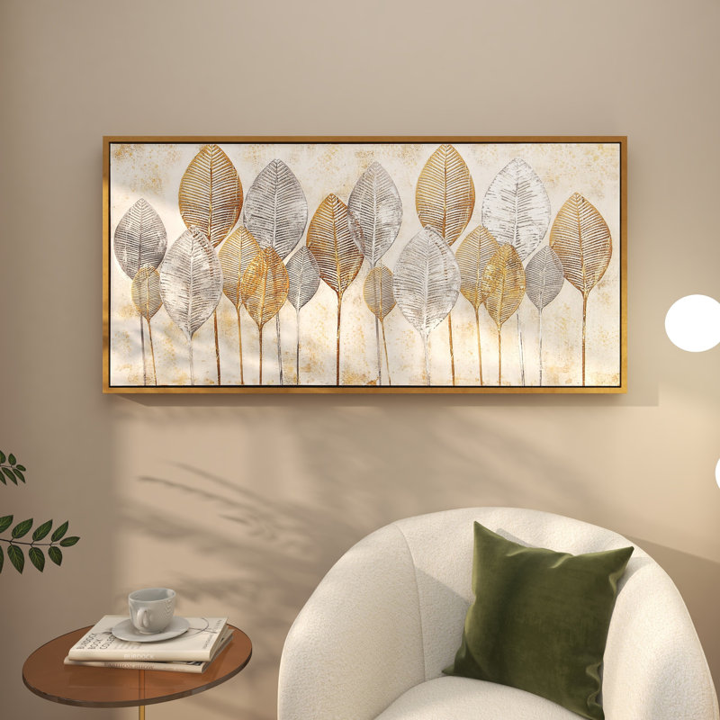 CosmoLiving by Cosmopolitan Canvas Leaf Living Room Framed Wall Art ...